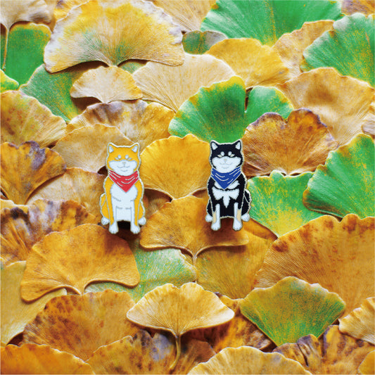 Shiba Inu Couple Enamel Pin Set