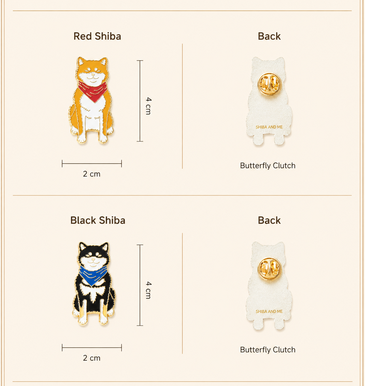 Shiba Inu Couple Enamel Pin Set
