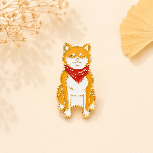 Shiba Inu Couple Enamel Pin Set