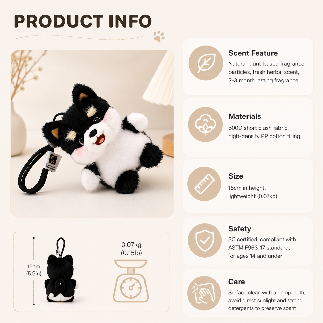 Scented Black Shiba Inu Plush