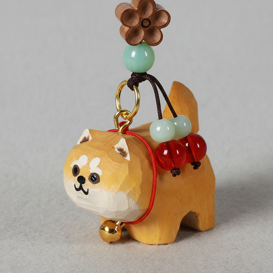 Handmade Shiba Inu Wood Keychain