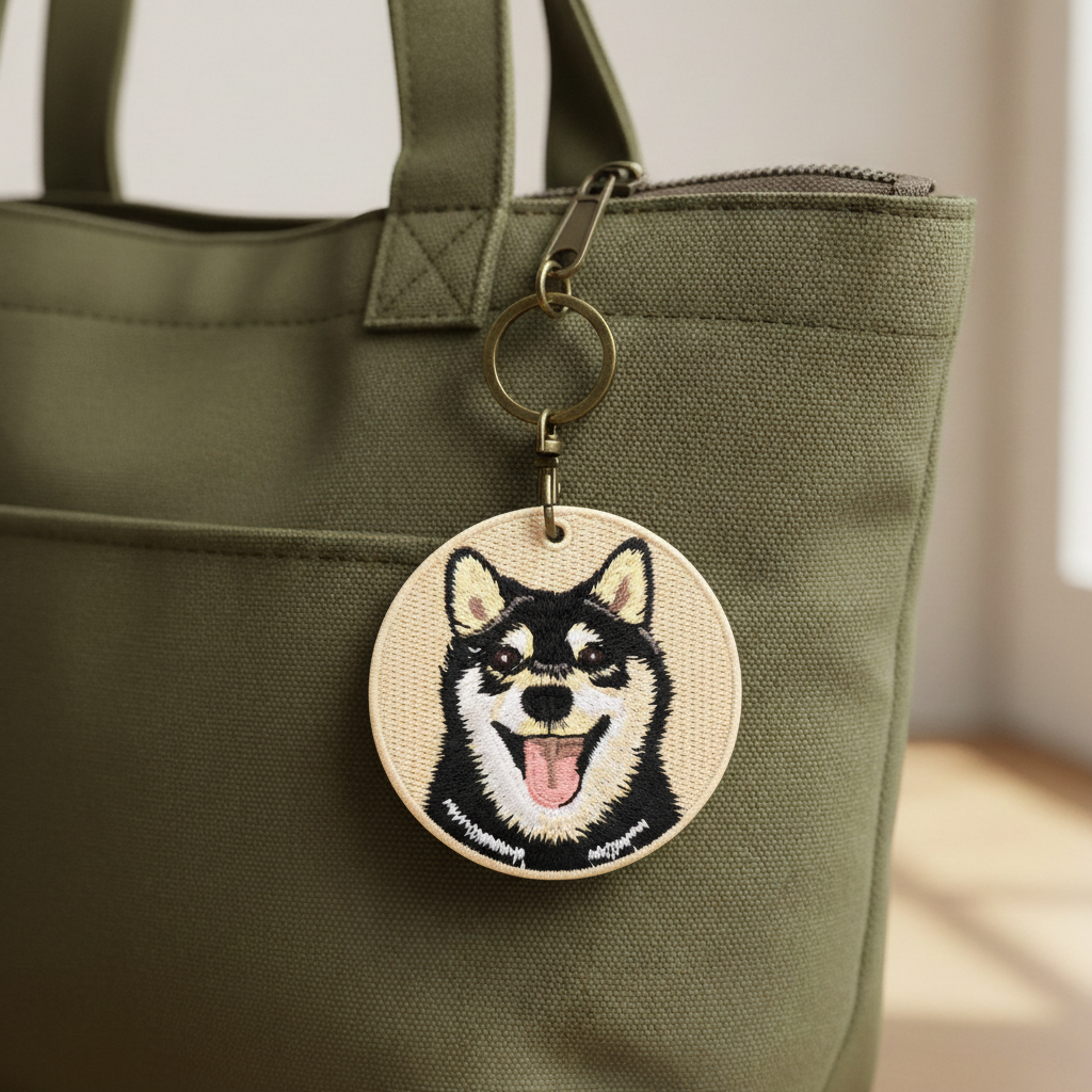 Shiba Inu Embroidered Keychain