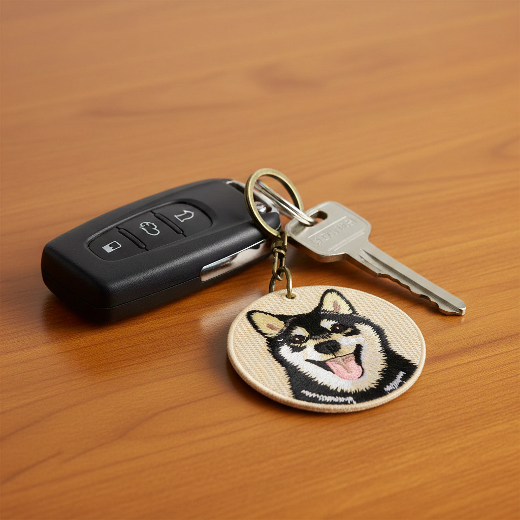Shiba Inu Embroidered Keychain