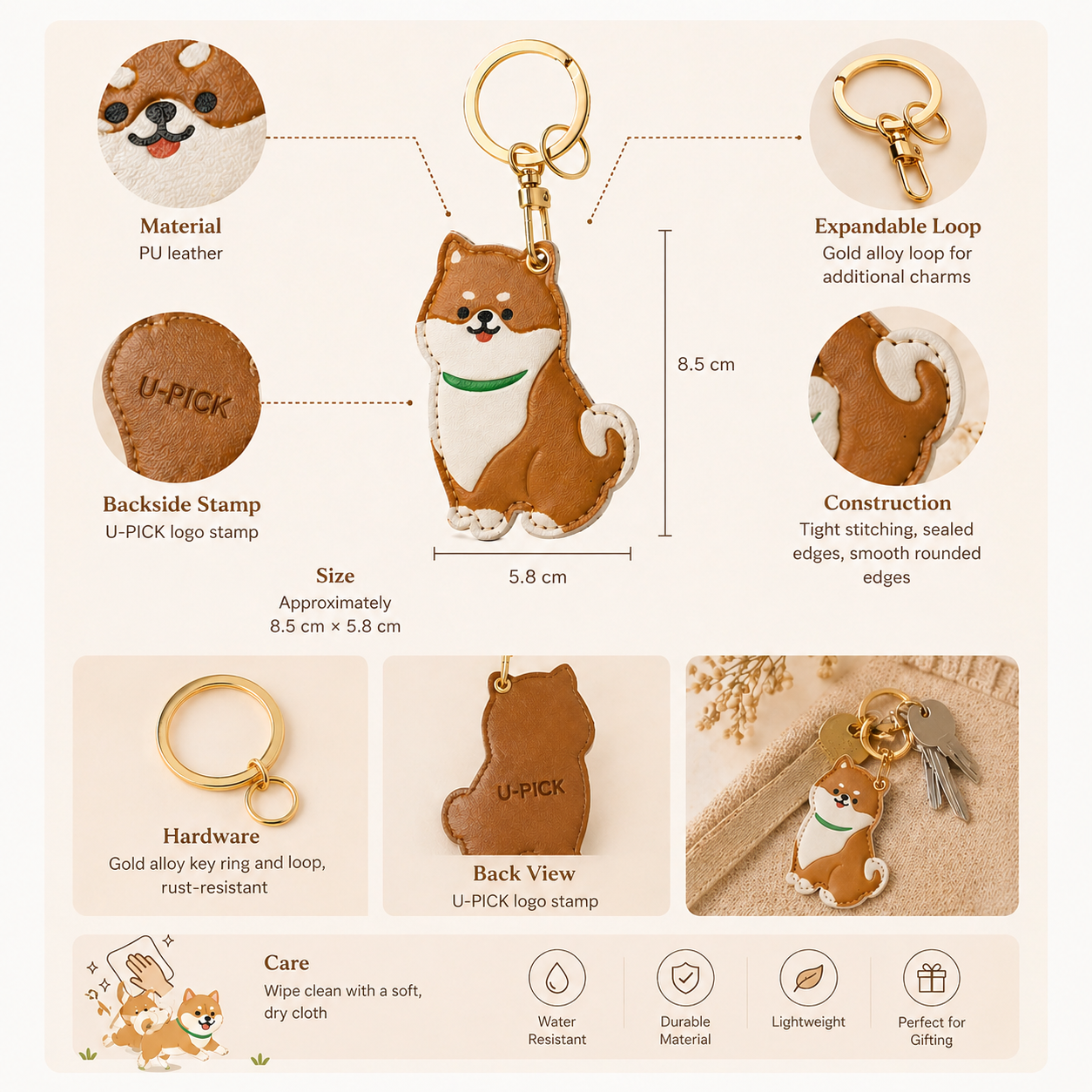 Shiba Inu PU Leather Keychain
