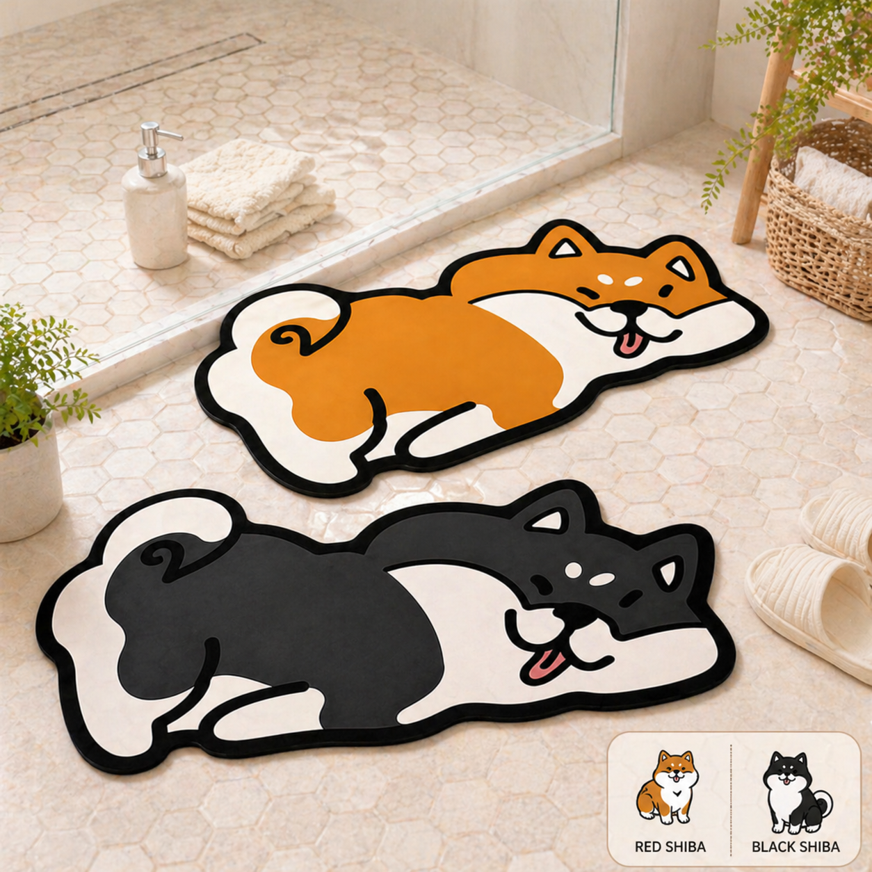 Shiba Inu Silica Gel Bath Mat