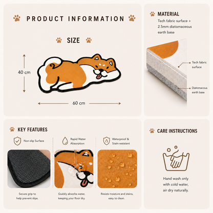 Shiba Inu Silica Gel Bath Mat