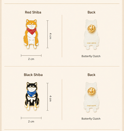 Shiba Inu Couple Enamel Pin Set