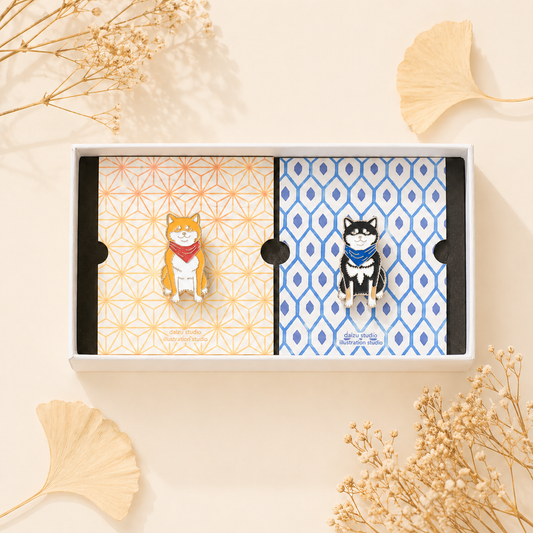 Shiba Inu Couple Enamel Pin Set