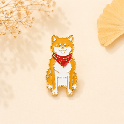Shiba Inu Couple Enamel Pin Set