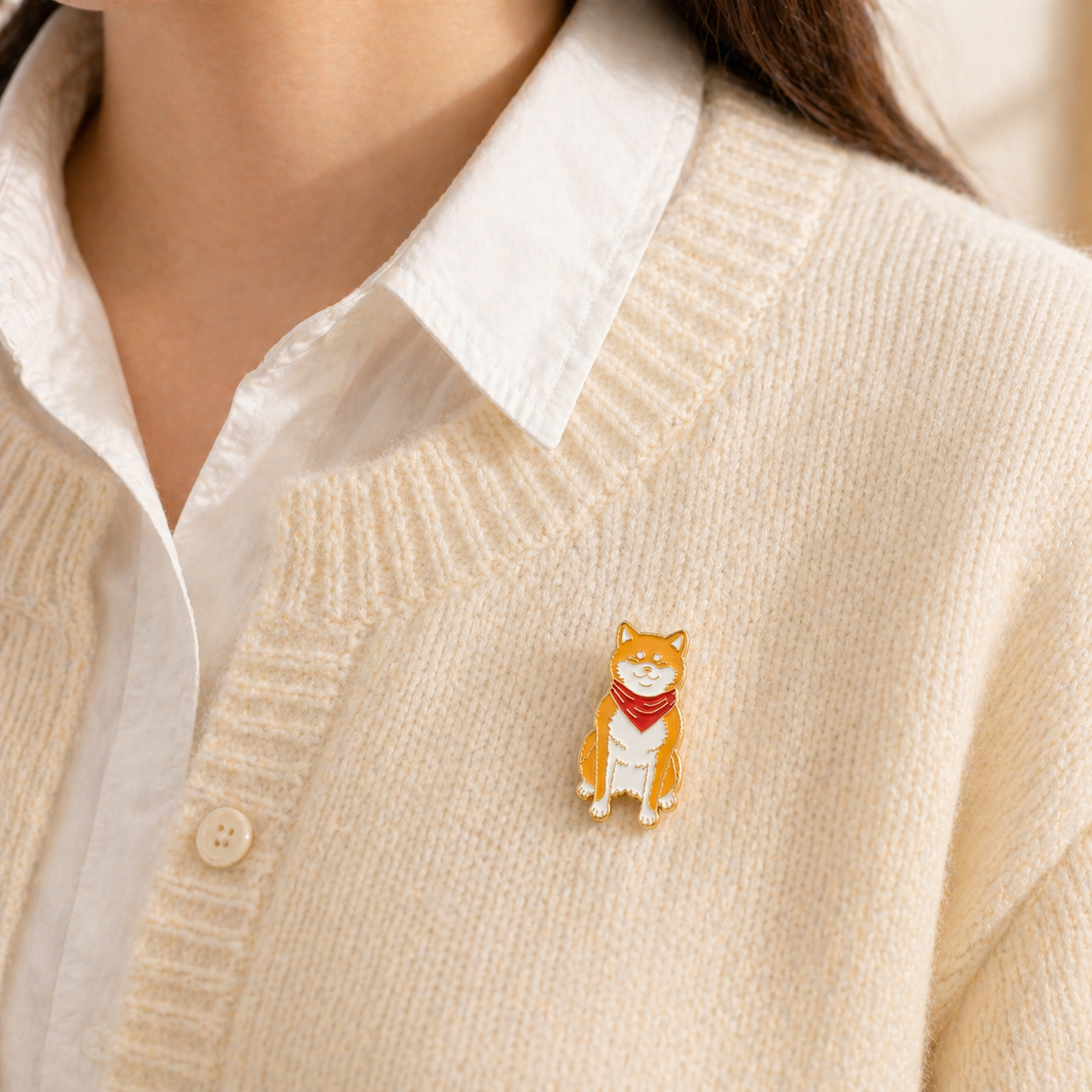 Shiba Inu Couple Enamel Pin Set