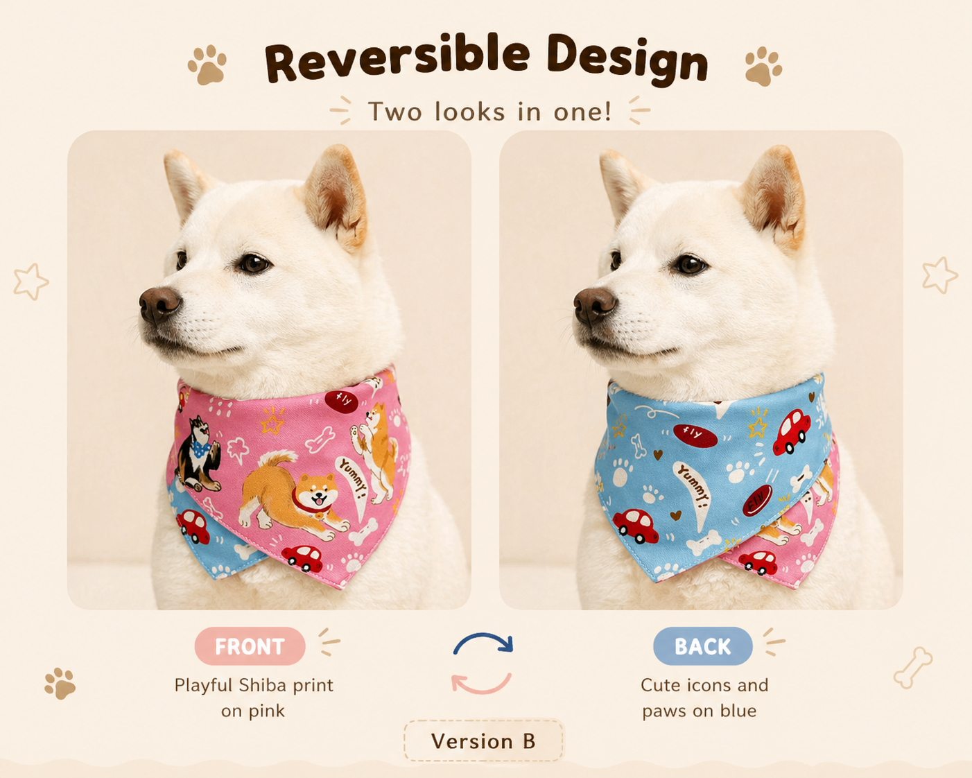Shiba Inu Reversible Bandana