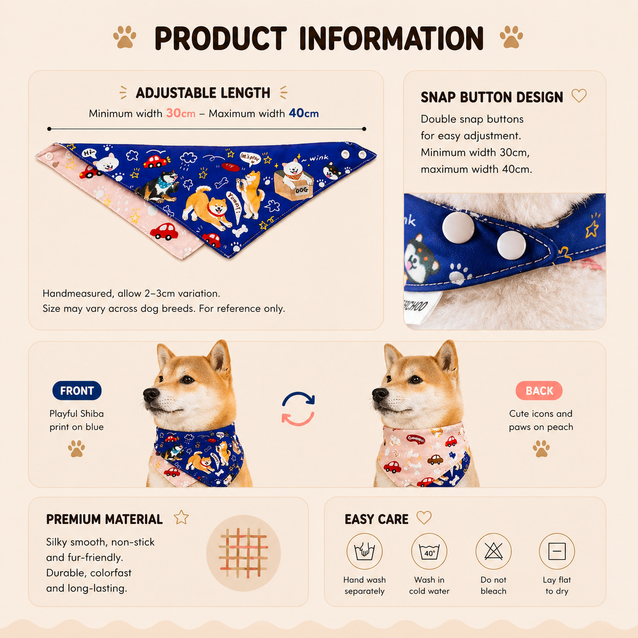 Shiba Inu Reversible Bandana