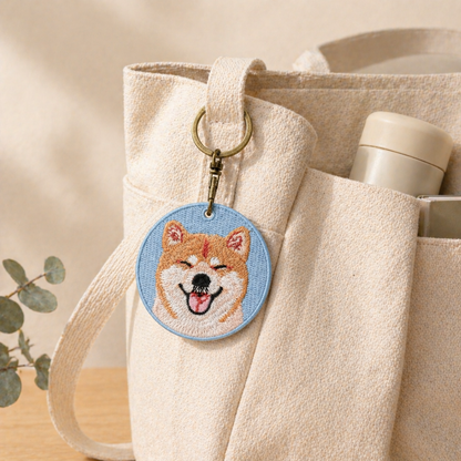 Shiba Inu Embroidered Keychain