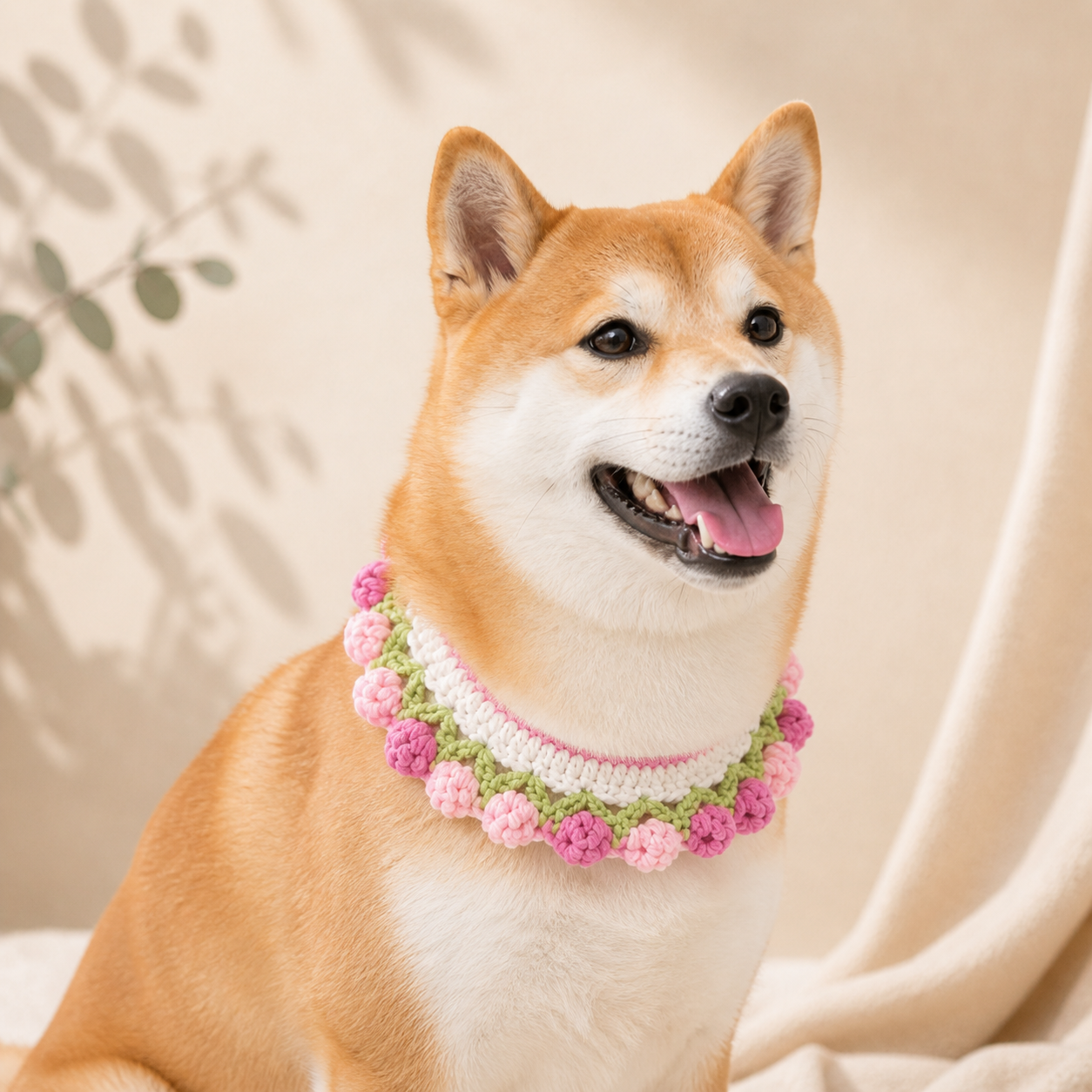 Handmade Knit Shiba Inu Collar