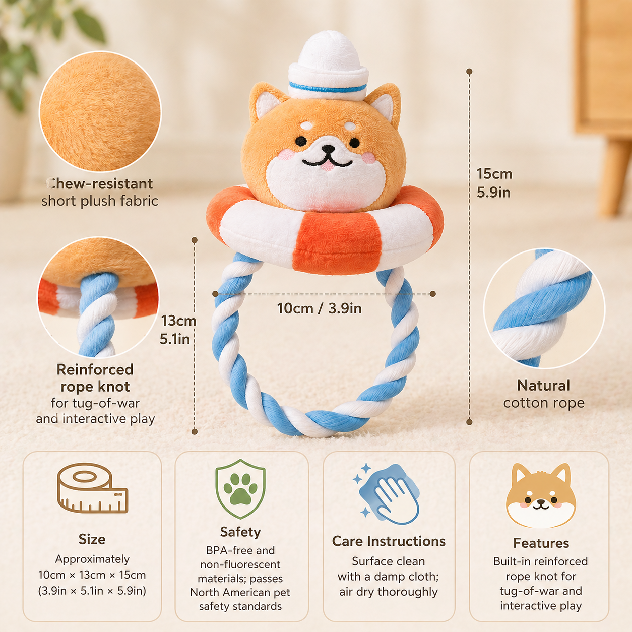 Shiba Inu Chew Resistant Plush Toy