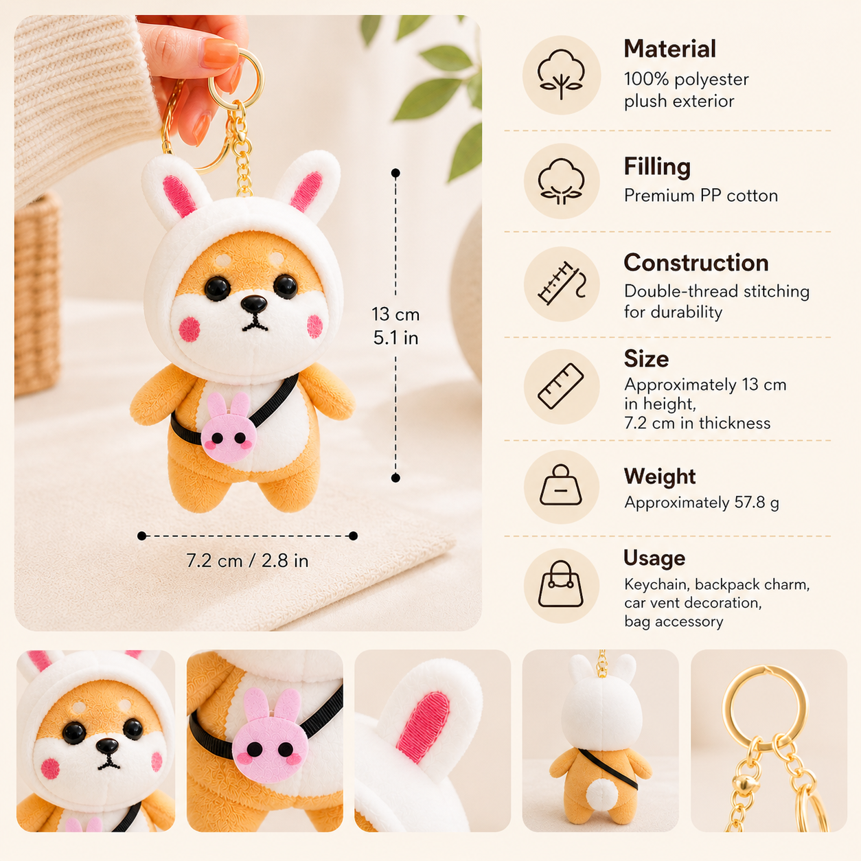 Shiba Inu Plush Keychain
