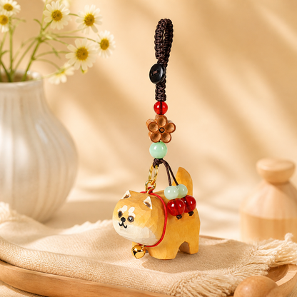 Handmade Shiba Inu Wood Keychain