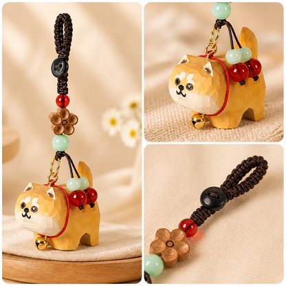 Handmade Shiba Inu Wood Keychain