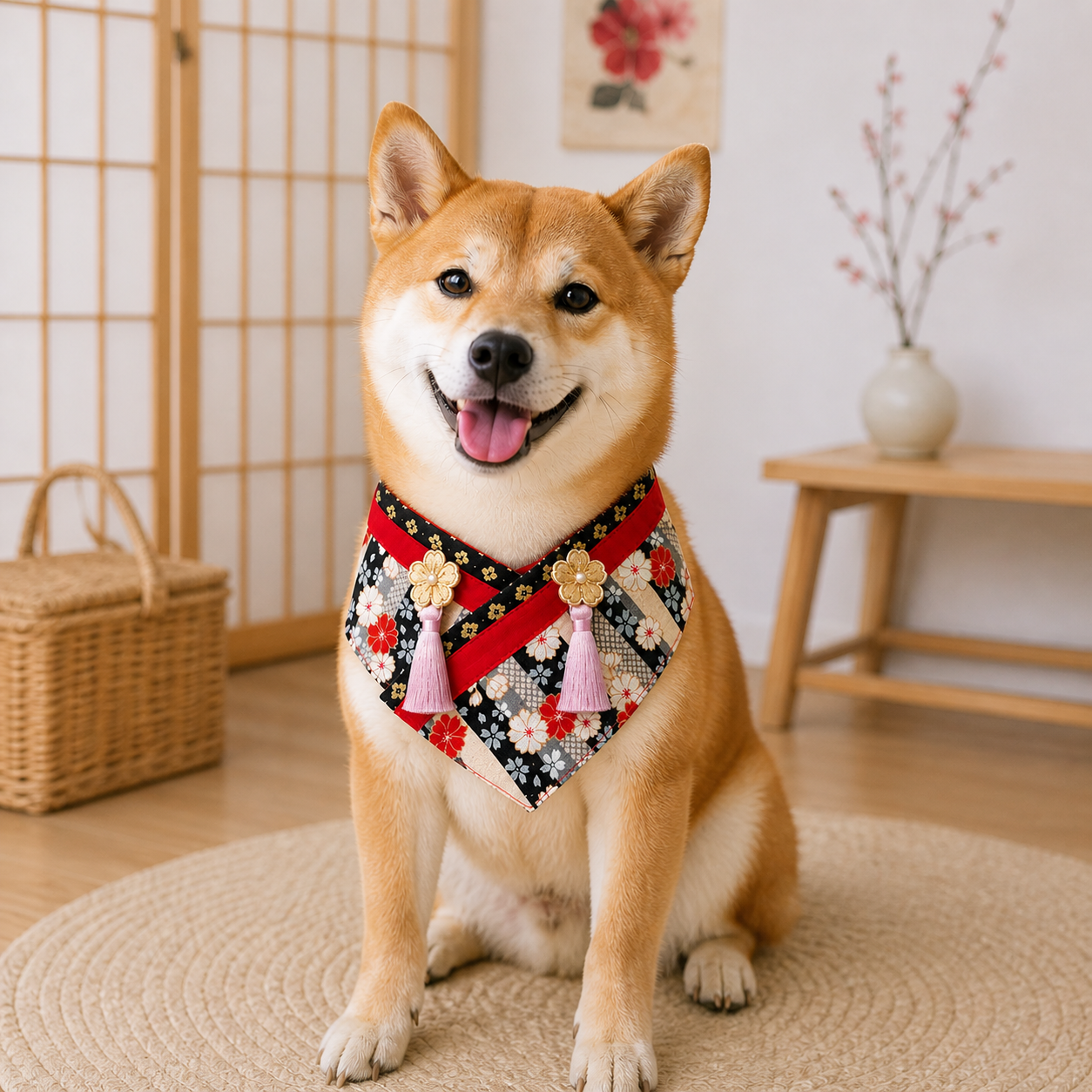 Shiba Inu Cherry Blossom Bandana