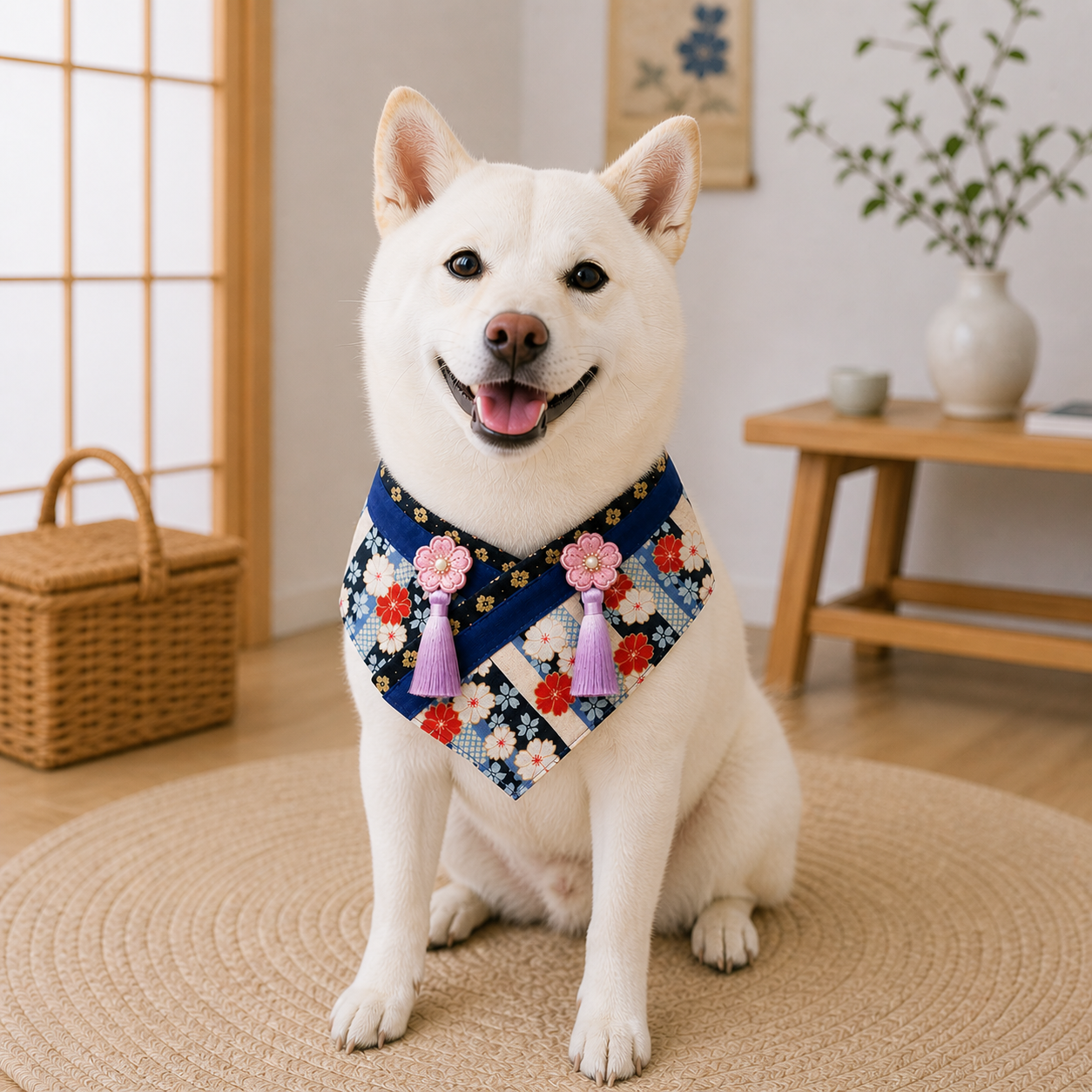 Shiba Inu Cherry Blossom Bandana