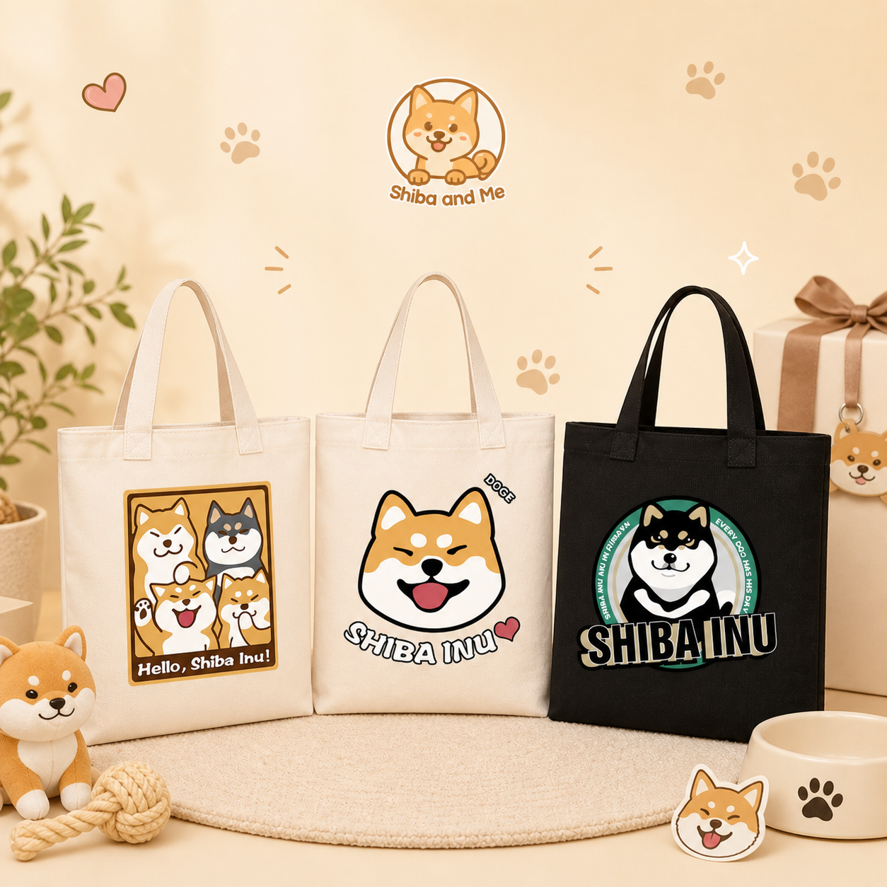 Shiba Inu Canvas Tote Bag