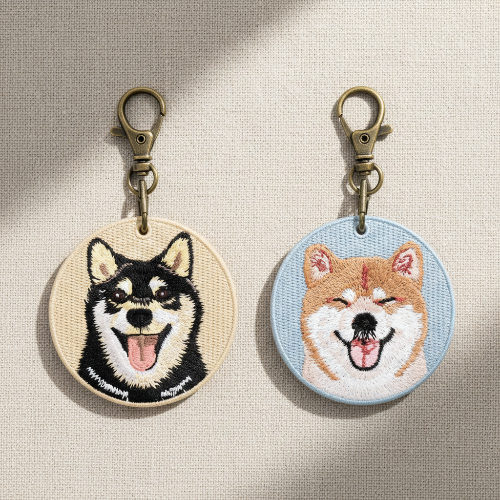 Shiba Inu Embroidered Keychain