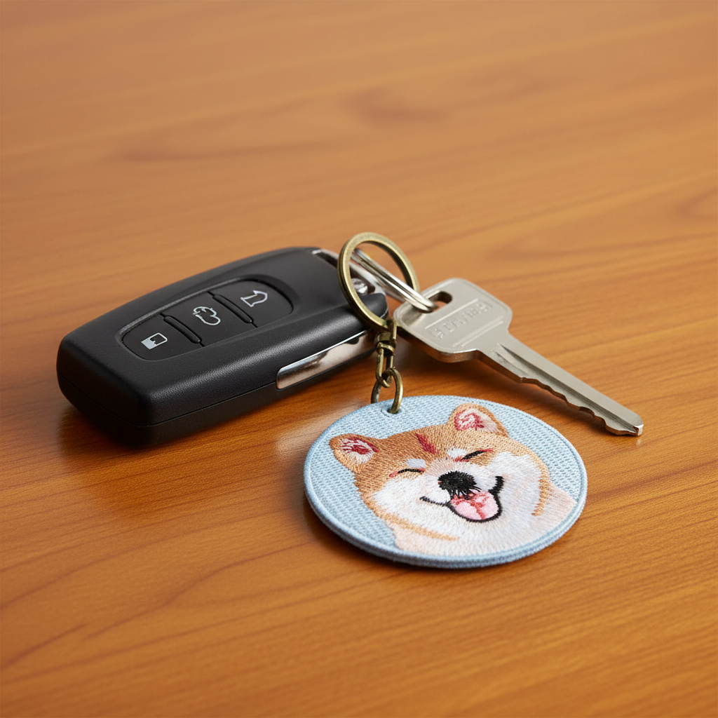 Shiba Inu Embroidered Keychain