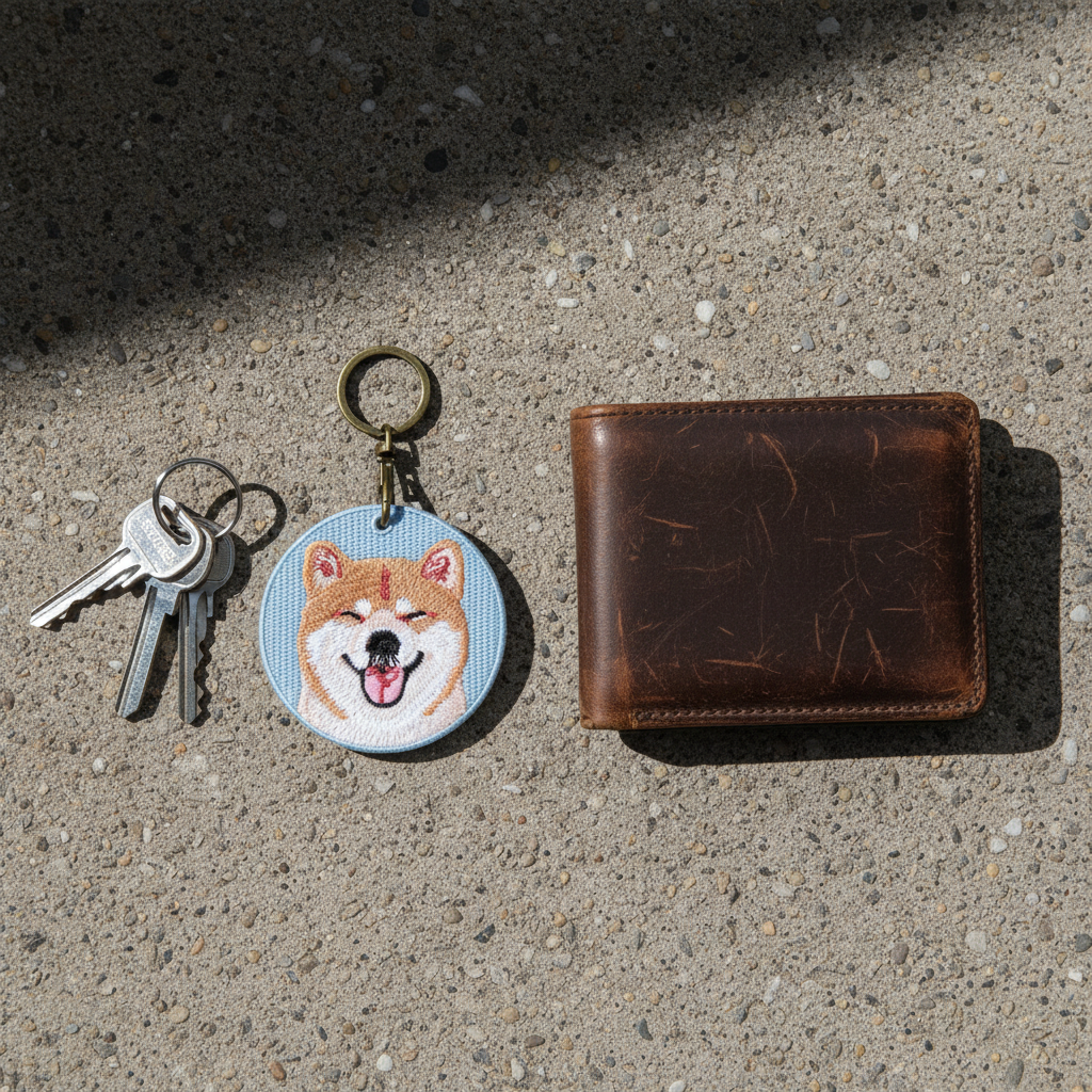 Shiba Inu Embroidered Keychain