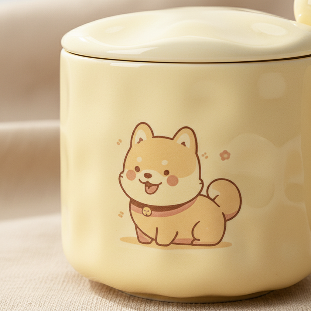 Cute Shiba Inu Coffee Mug with Lid – Kawaii Dog Mug Gift for Shiba Lovers